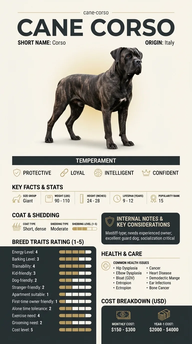 Cane Corso Cost in Austin infographic