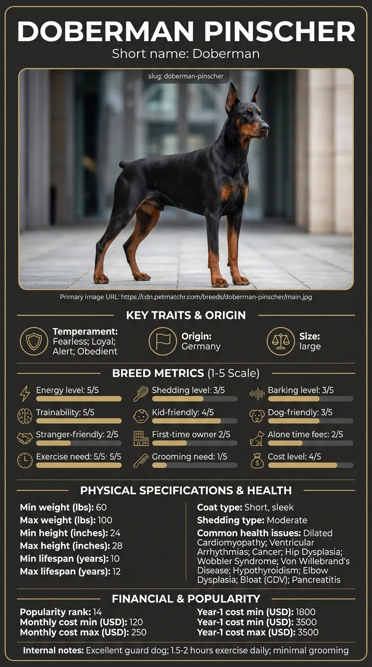 Doberman Pinscher Cost in Oklahoma City infographic