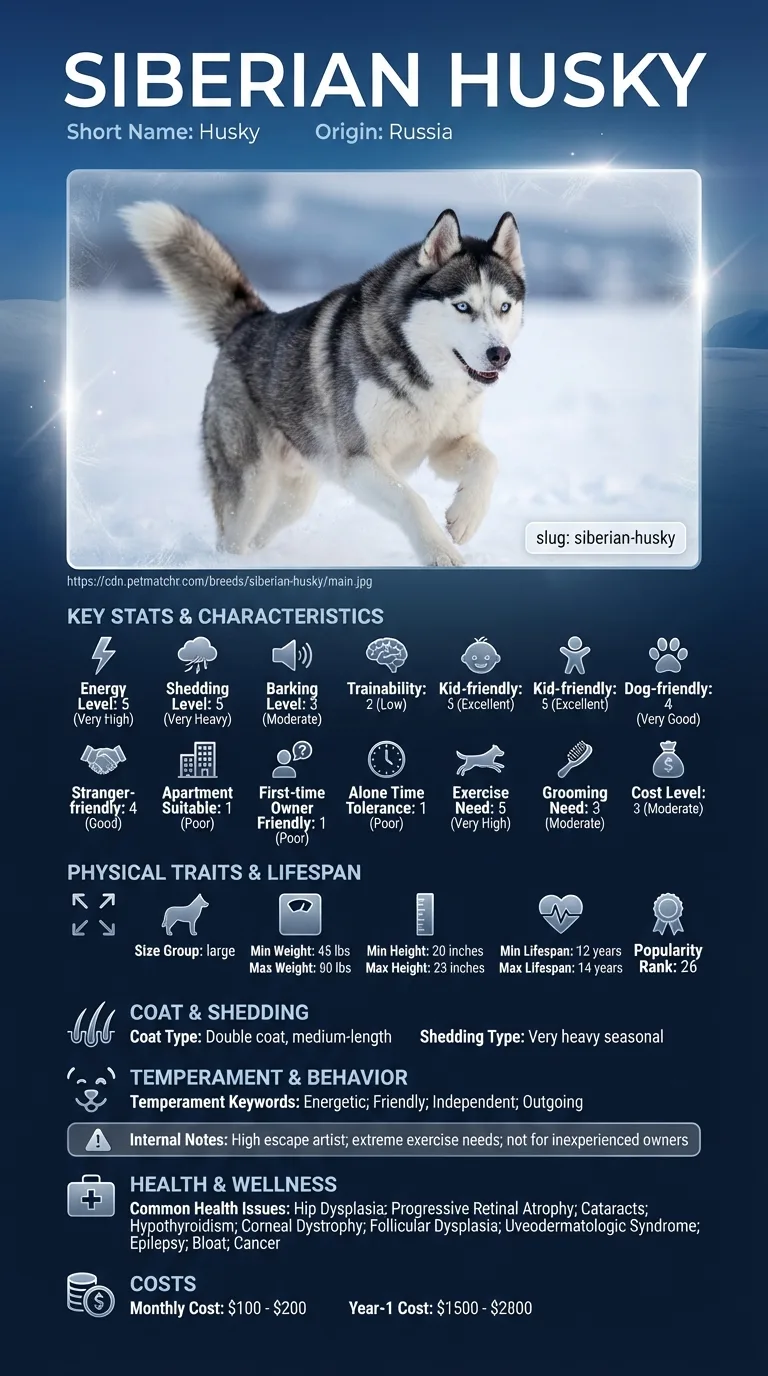 Siberian Husky Cost in Seattle infographic