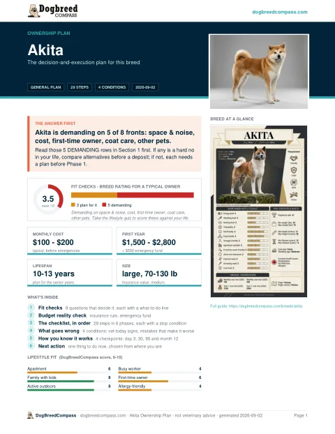 First page of the Akita ownership plan