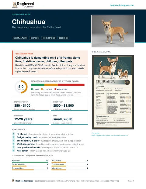First page of the Chihuahua ownership plan