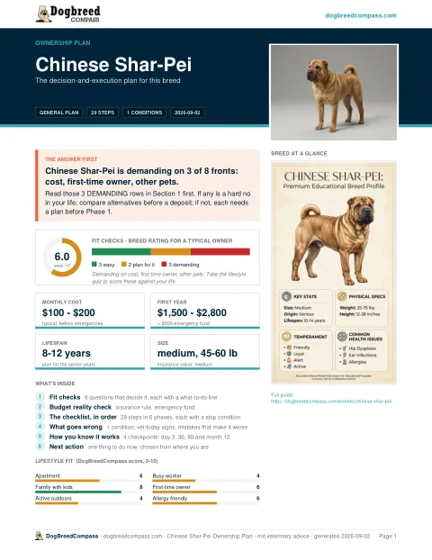 First page of the Chinese Shar-Pei ownership plan