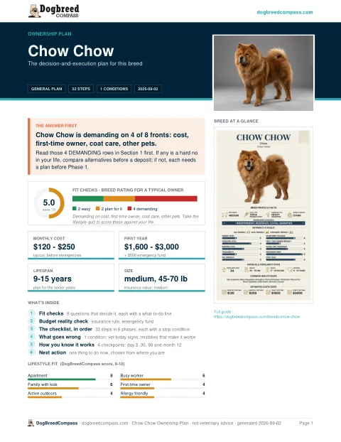 First page of the Chow Chow ownership plan