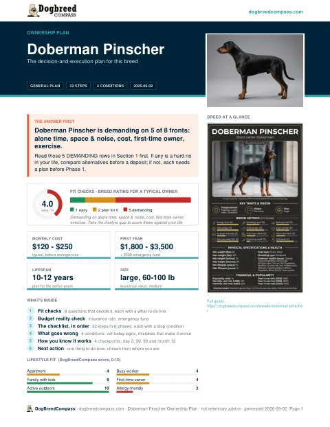 First page of the Doberman Pinscher ownership plan