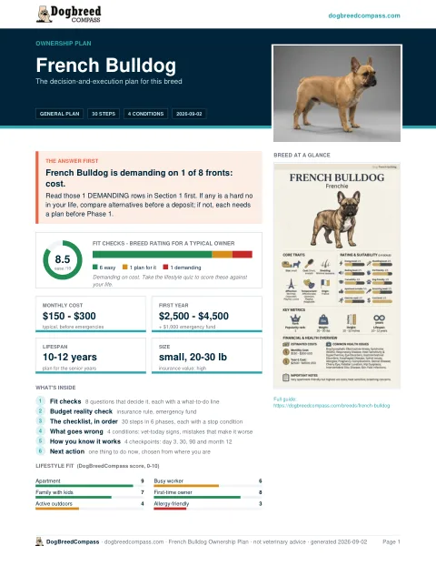 First page of the French Bulldog ownership plan