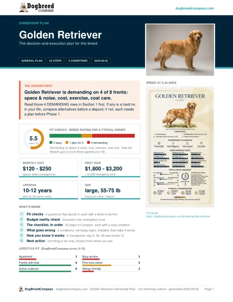 Page 1 of the Golden Retriever ownership plan
