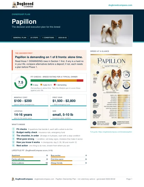 First page of the Papillon ownership plan