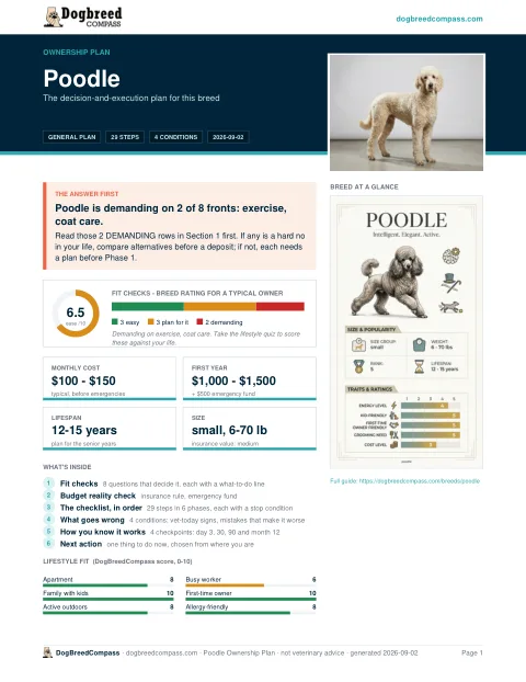 First page of the Poodle ownership plan