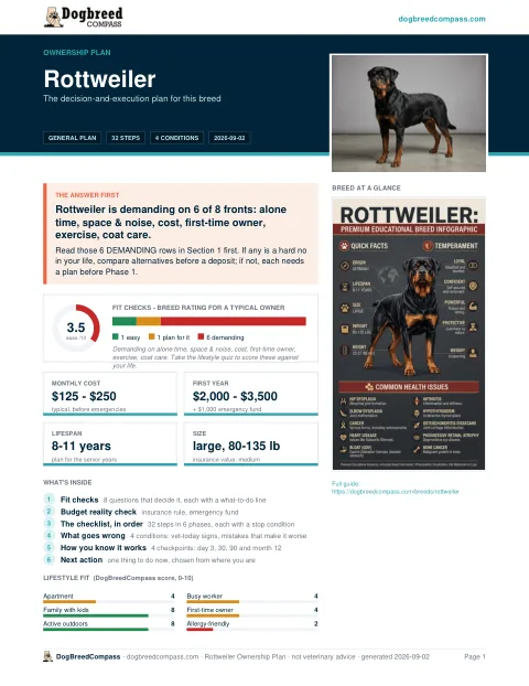 First page of the Rottweiler ownership plan
