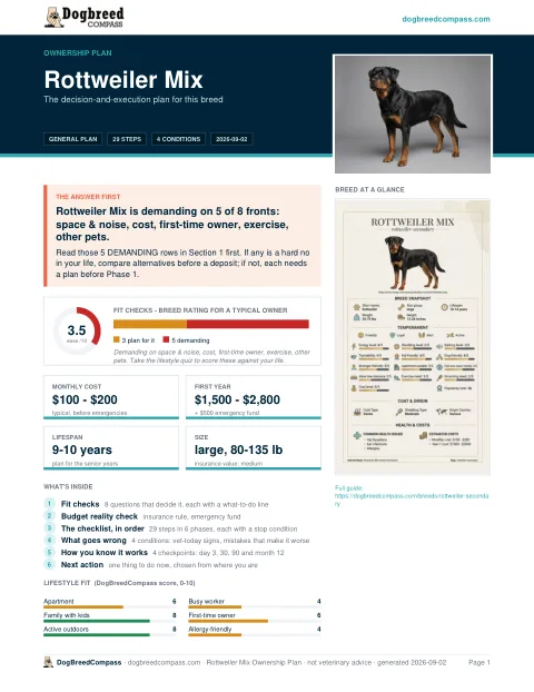 First page of the Rottweiler Mix ownership plan