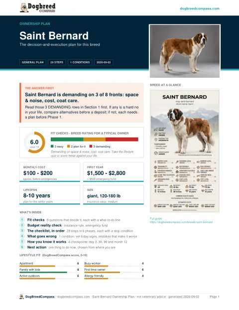 First page of the Saint Bernard ownership plan